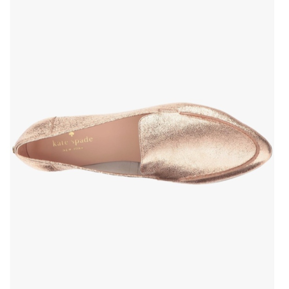 Kate Spade New York Womens Carima Rose Gold Crackle Metallic Nappa 6 New Loafers - Picture 6 of 7